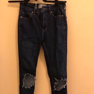 Free People Busted Knee Dark Wash Jeans